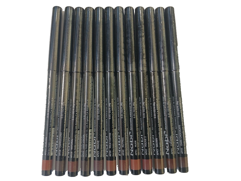 APS12B-Nabi 12 Pieces, 12 Colors Retractable Lip Liner Pencil (BROWN TONE , 5)