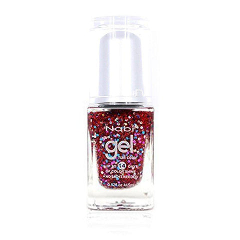 NG91 - New Gel Nail Polish Red Round Glitter 12Pcs/Pack