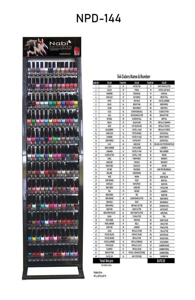 NPD-144 Nabi 5 Nail Polish 144 Colors 864pcs Floor Display