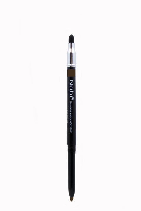 PE02 - Retractable Auto Eye Pencil with Sponge Brown 12Pcs/Pack