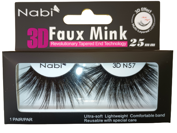 3D N57 - Nabi 3D Faux Mink Eyelash 25mm 12PCS/PACK