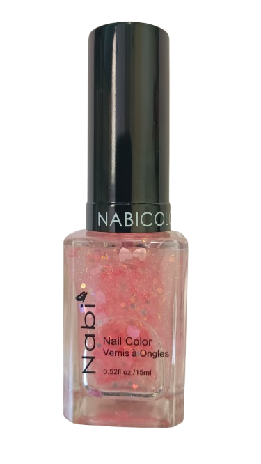 NP136(NEW) - NABI 5 NAIL POLISH PINK GLITTER 12Pcs/Pack