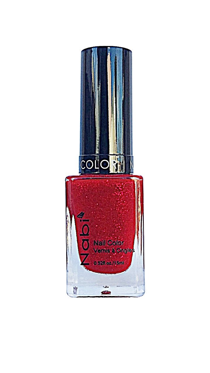 NP135 - Nabi 5 Nail Polish Red Glitter 12Pcs/Pack