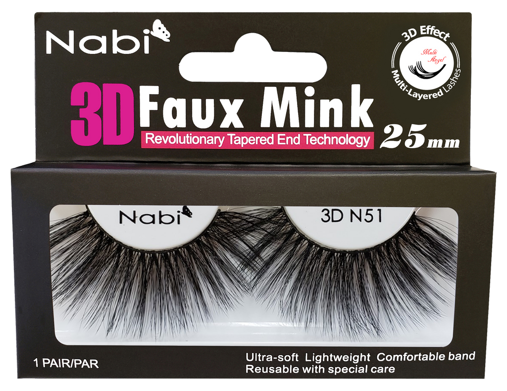 3D N51 - Nabi 3D Faux Mink Eyelash 25mm 12PCS/PACK