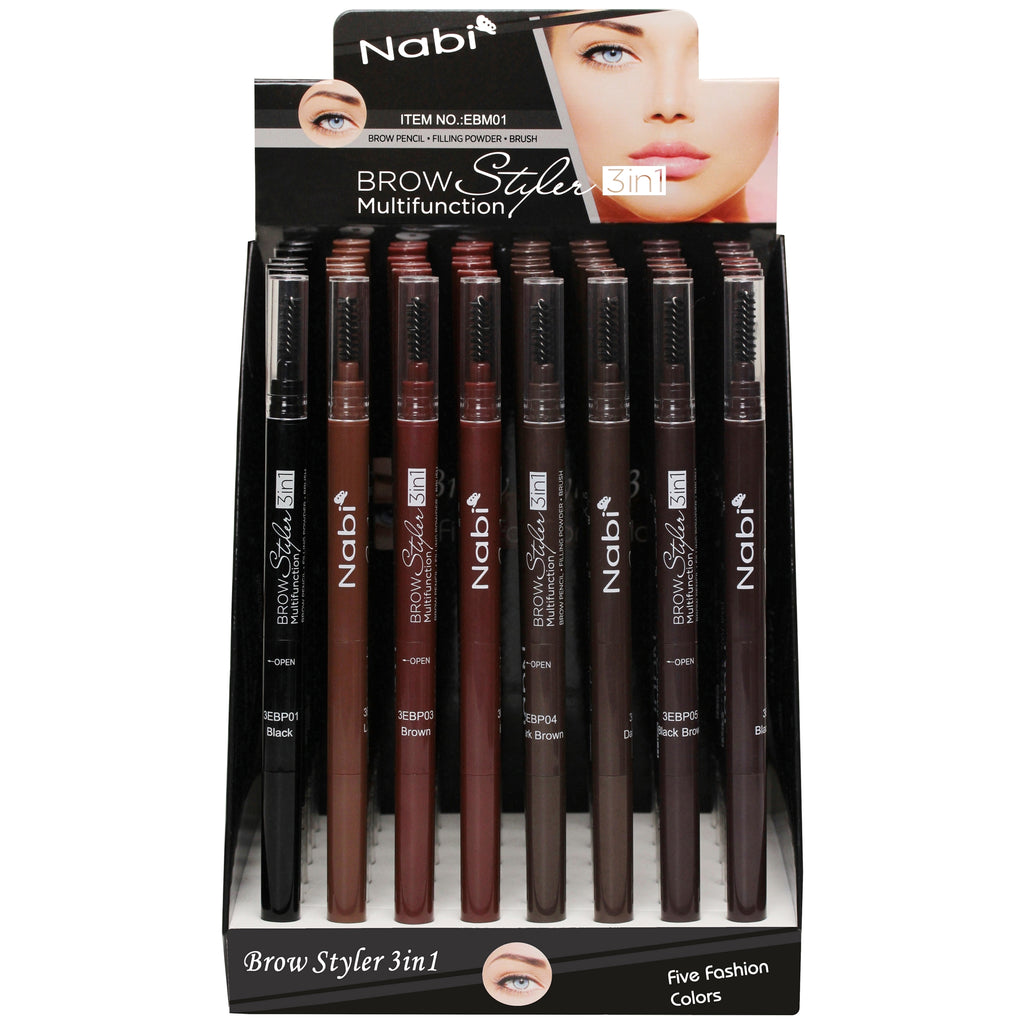 EBM-01  BROW STYLER 3 IN 1 EYEBROW PENCIL 48 PCS SET