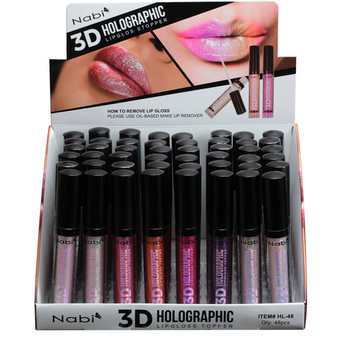 HL-48  3D HOLOGRAPIC LIPGLOSS TOPPER 48 PCS SET